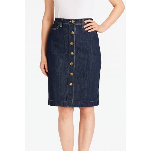 Vintage Style Boden Denim Skirt Button Front Y2K Indie Preppy Dark Wash size  4 - Picture 1 of 5